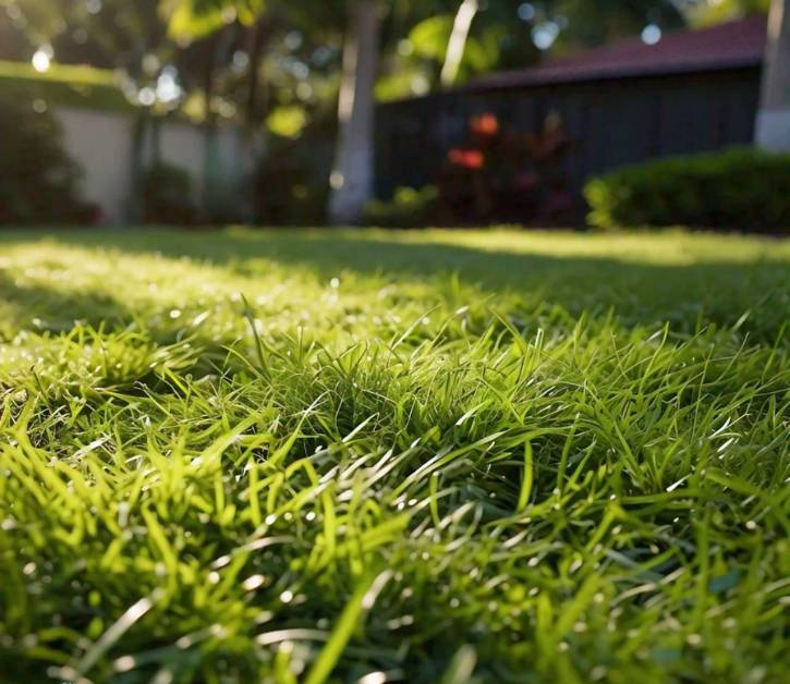 Lush Bermuda Blackjack grass in a sunlit garden, displaying its dense green blades, perfect for warm-season lawns and landscapes.